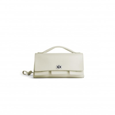 BALENCIAGA WOMEN'S BEL AIR CLUTCH ON STRAP SMALL IN SOY 8349432ABAW3910 (26.9*13.9*5.3cm)
